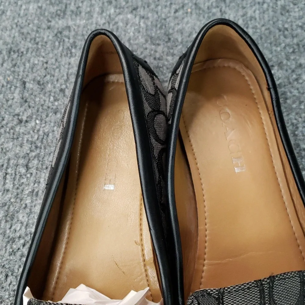 Coach Olive Shoes Womens Size 7.5B Black Gray Monogram Canvas Loafer Slip On